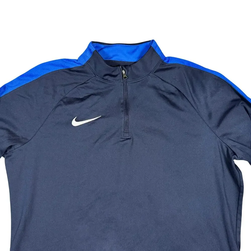 Nike Women's‎ Academy Dri-FIT Soccer Drill Quarter Zip Navy & Blue Shirt - Large